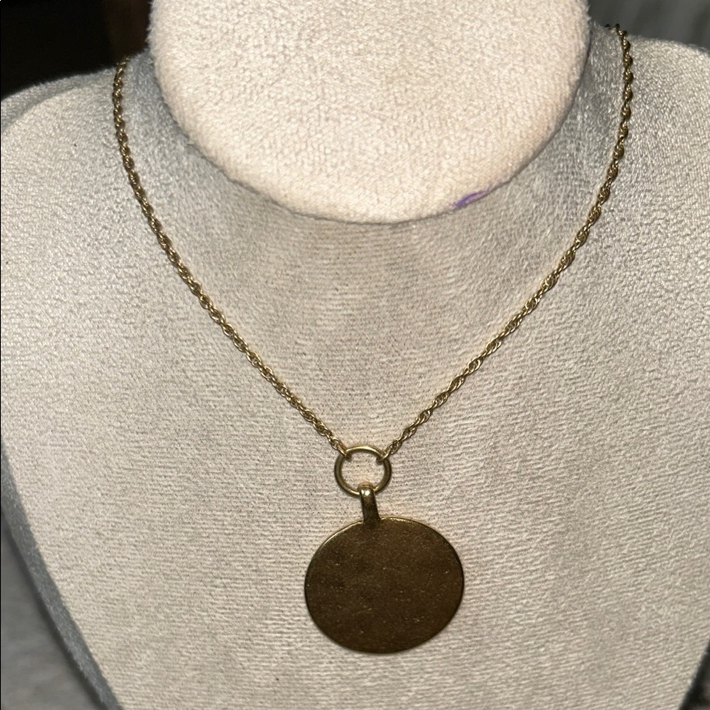 Lucky Brand Gold Minimalist Necklace with Round Pendant
